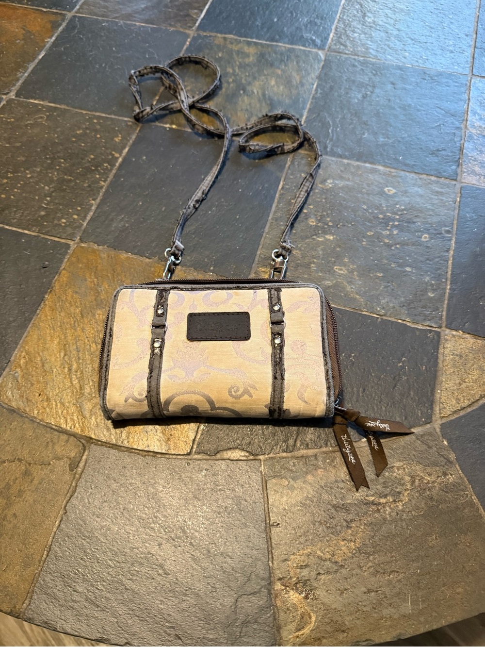 thirty-one Beige and Purple Crossbody Wallet